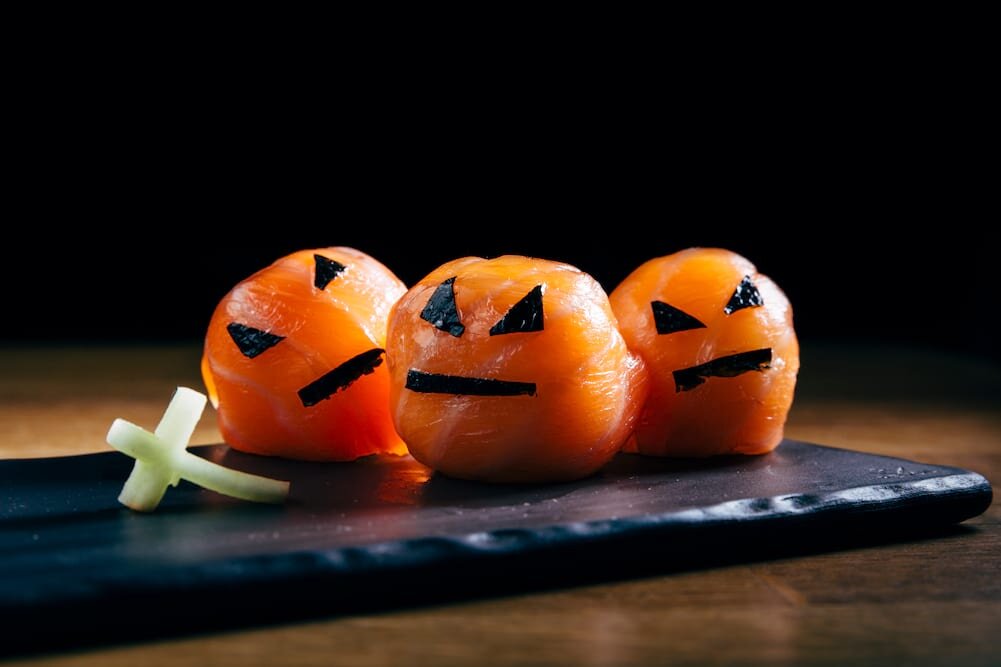 Abóboras de Halloween com Salmão fumado da Noruega