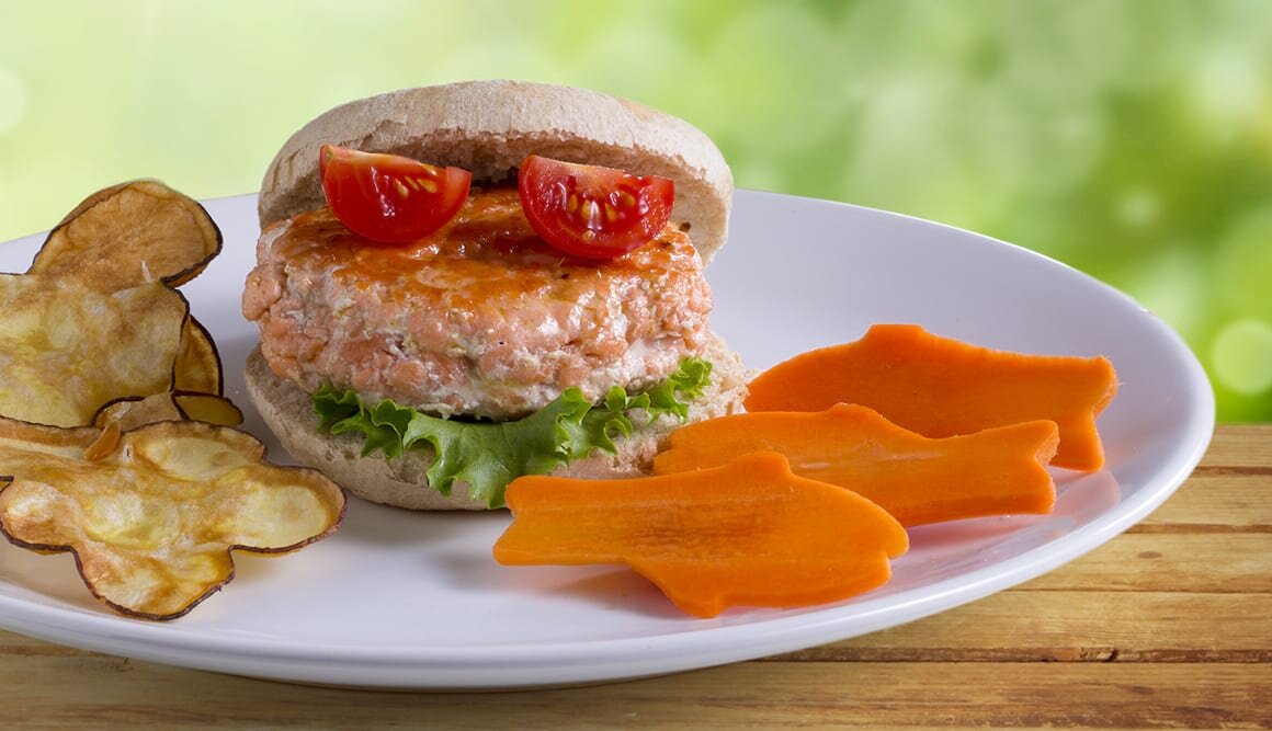 Fishburguer de Salmão em bolo do caco