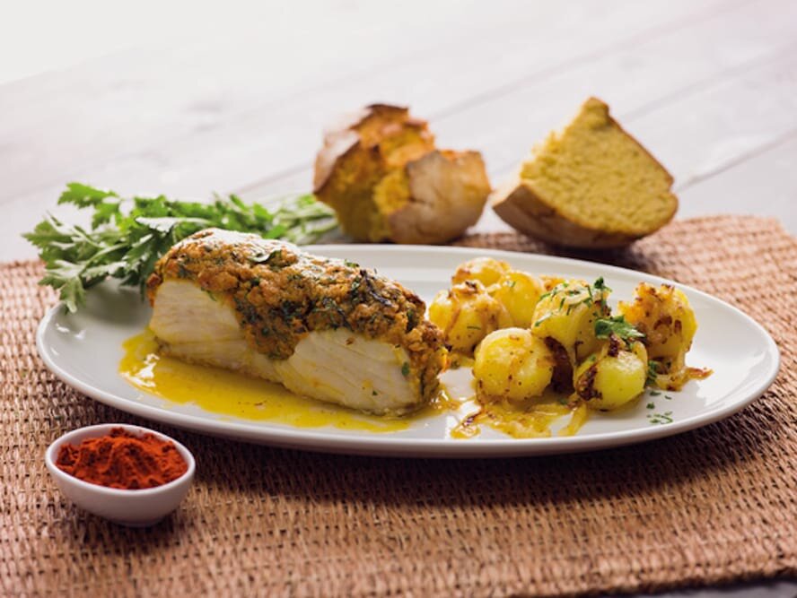 Bacalhau com migas de broa