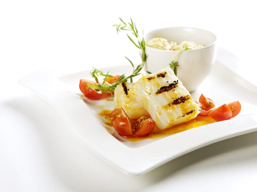 Lombinho de bacalhau na grelha com arroz de bacalhau