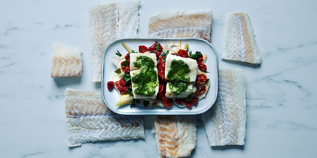 Bacalhau da Noruega com pesto