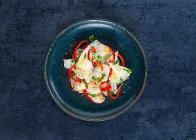 Salada de Bacalhau da Noruega com pimentos assados